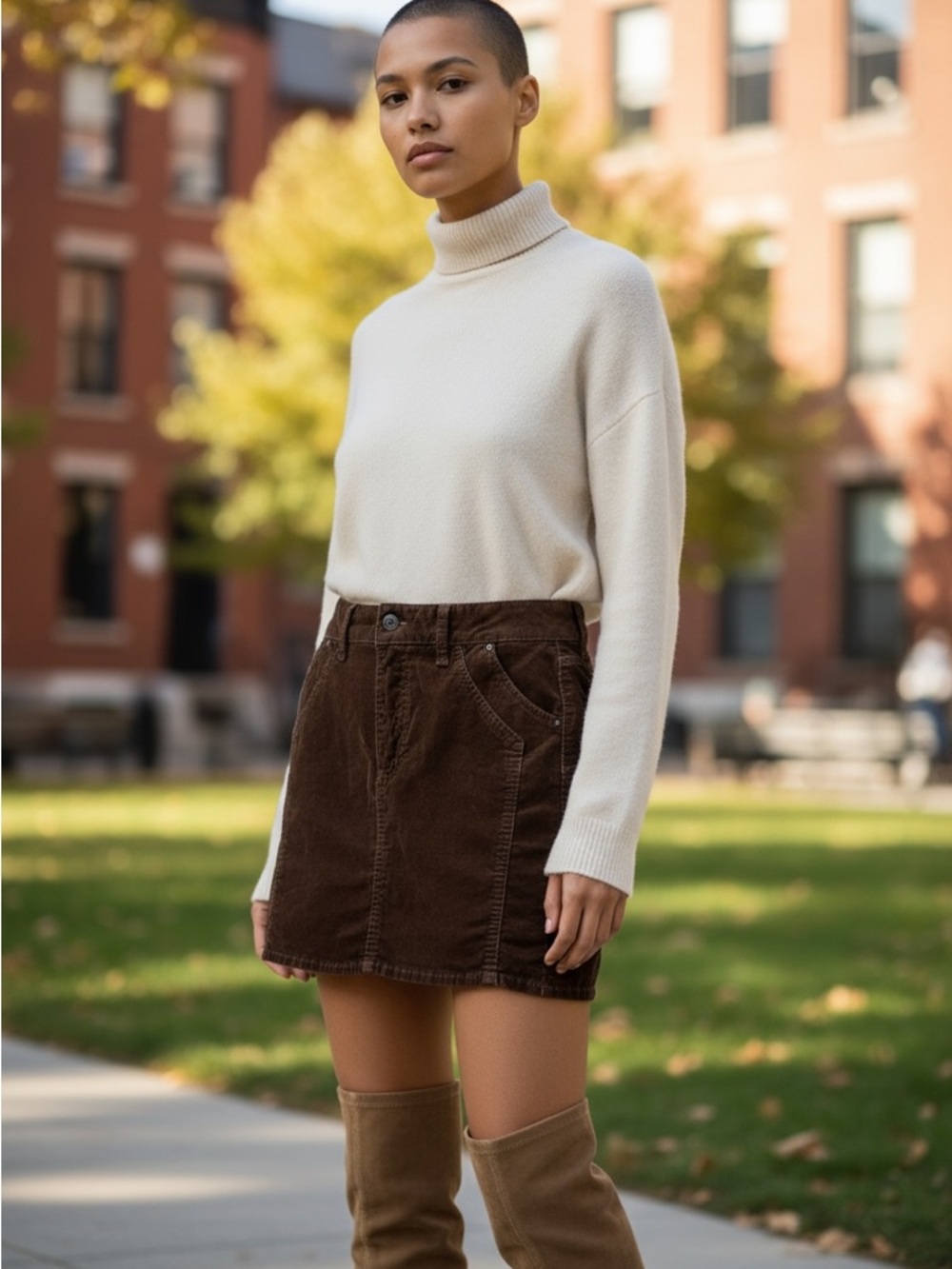 Brown Corduroy Mini Skirt